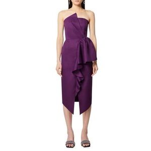 NWOT Free People x Elliatt Reception Cascade Ruffle Strapless plum Dress sz M